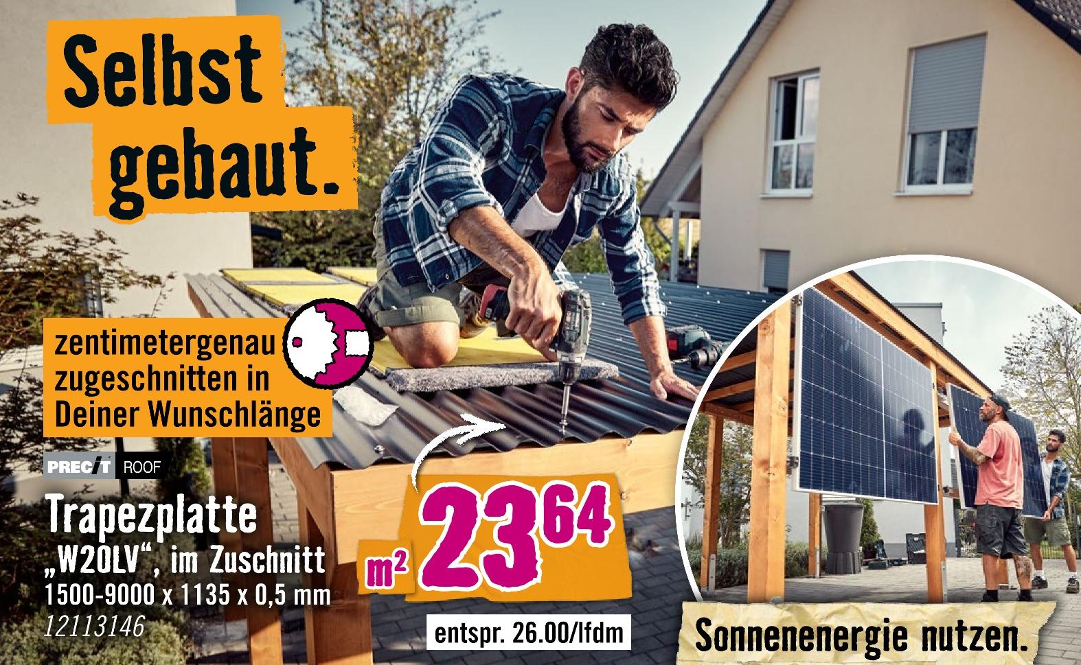Trapezplatte „W20LV“ im Zuschnitt im aktuellen Hornbach Prospekt